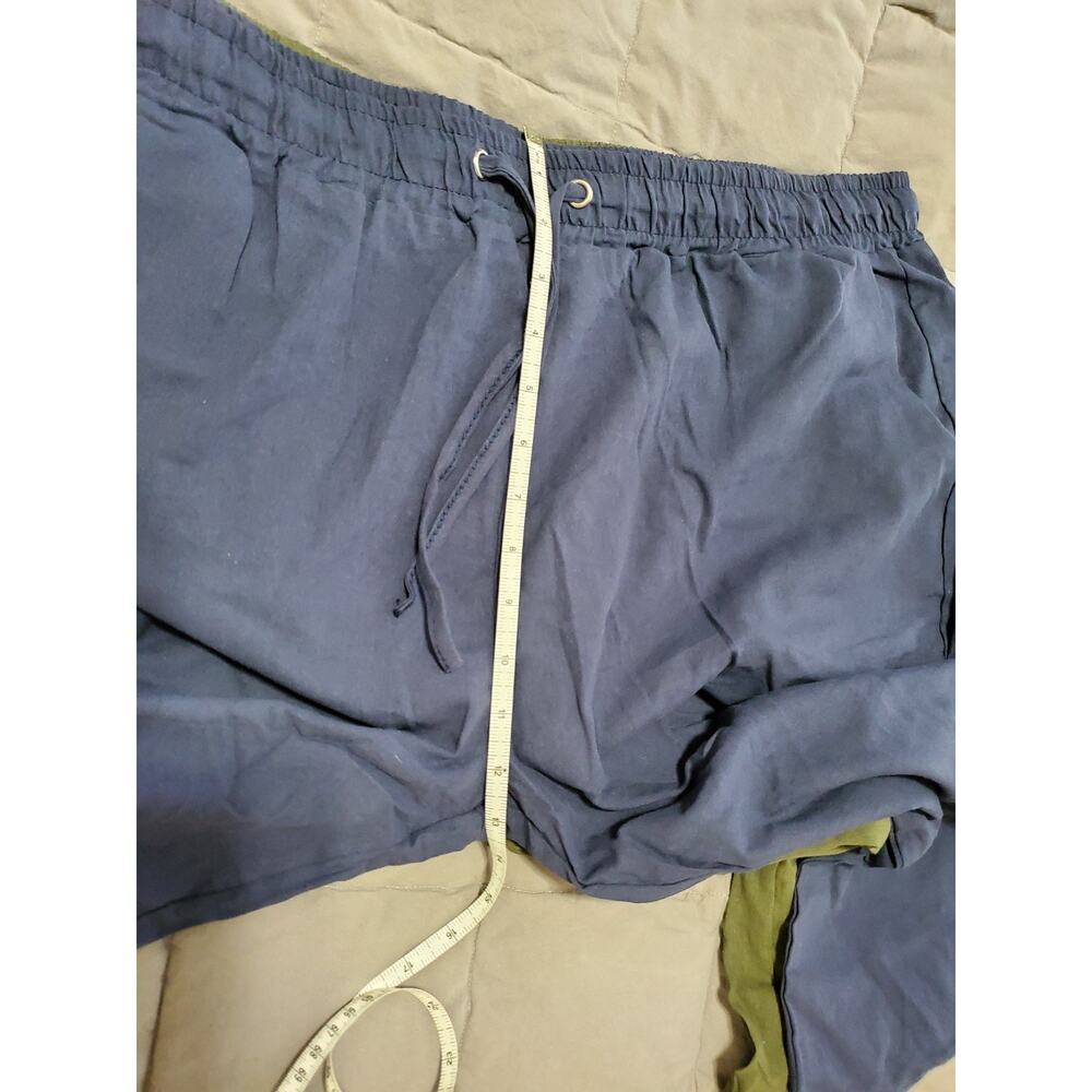 Lot 2 Womens 2XL Linen Blend Capri Pants Blue Olive Green Pull On Ankle NWOT - Picture 9 of 16